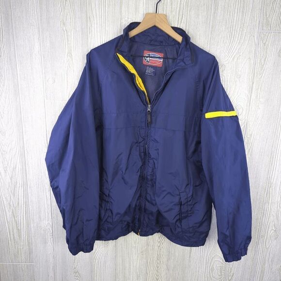 VTG CA College Authentics Michigan Navy and Yellow Full Zip Windbreaker Size Lar - Picture 2 of 11